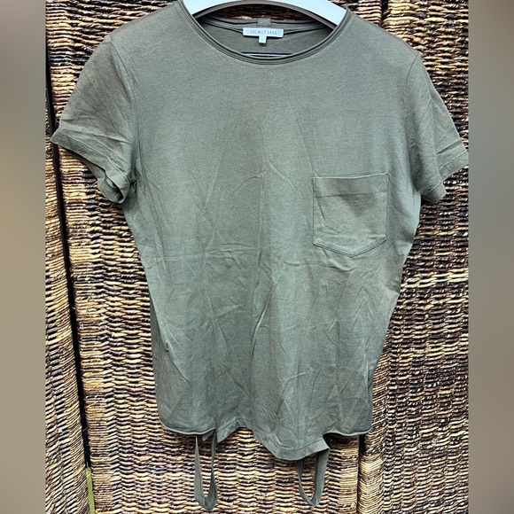 Helmut Lang Short Sleeve Olive Tee- Side area slit for fashion, Large, Women’s - Picture 1 of 5